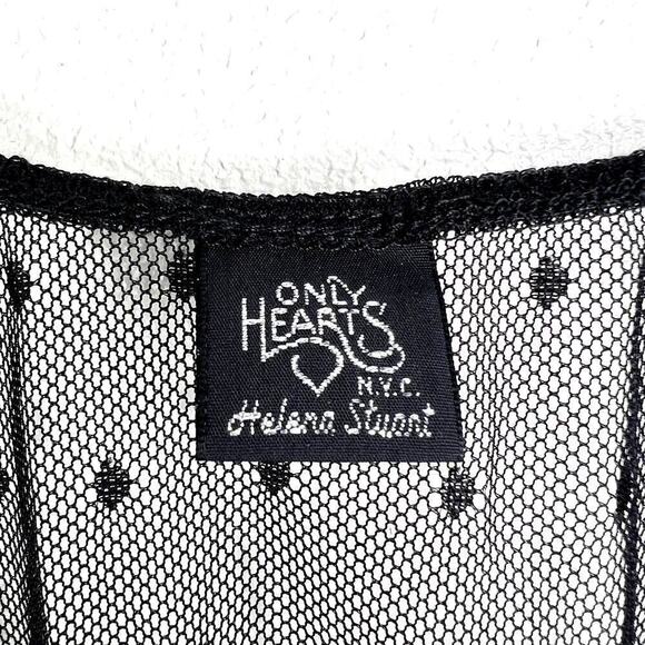 Only Hearts Black Swiss Dot Mesh Cardigan Tie Front Bow Sheer Lingerie Medium - Picture 3 of 5